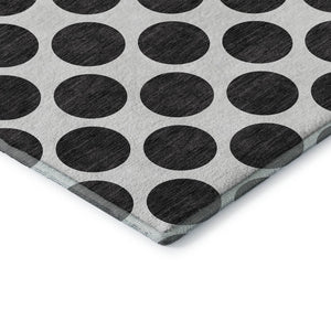 HomeRoots 5' X 8' Black & Ivory Polka Dot Washable Area Rug - Durable, Stain-Resistant & UV Protected Design! 677365