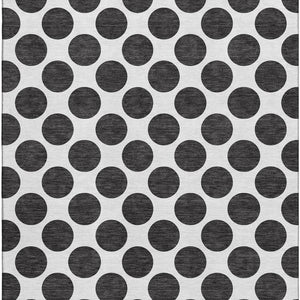 HomeRoots 5' X 8' Black & Ivory Polka Dot Washable Area Rug - Durable, Stain-Resistant & UV Protected Design! 677365