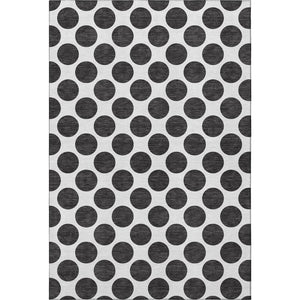 HomeRoots 5' X 8' Black & Ivory Polka Dot Washable Area Rug - Durable, Stain-Resistant & UV Protected Design! 677365