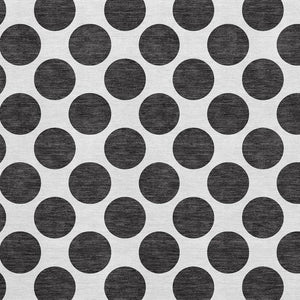 HomeRoots 8' X 10' Playful Black and Ivory Polka Dot Washable Area Rug with UV Protection for Busy Homes 677367