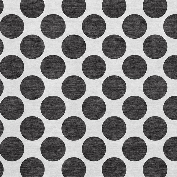 HomeRoots 8' X 10' Playful Black and Ivory Polka Dot Washable Area Rug with UV Protection for Busy Homes 677367