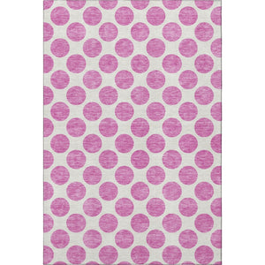 HomeRoots 5' X 8' Blush and Ivory Polka Dot Washable Area Rug - Soft, Stylish, UV-Protected for Family Spaces 677371