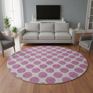 HomeRoots 8' Blush and Ivory Polka Dot Rug - Washable, UV Protected, Durable, Perfect for Family Spaces! 677372