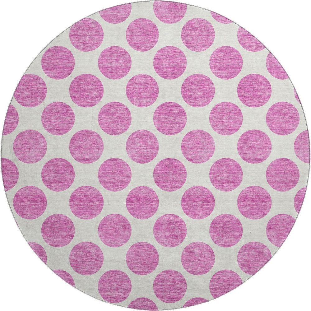 HomeRoots 8' Blush and Ivory Polka Dot Rug - Washable, UV Protected, Durable, Perfect for Family Spaces! 677372
