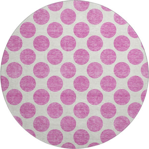 HomeRoots 8' Blush and Ivory Polka Dot Rug - Washable, UV Protected, Durable, Perfect for Family Spaces! 677372