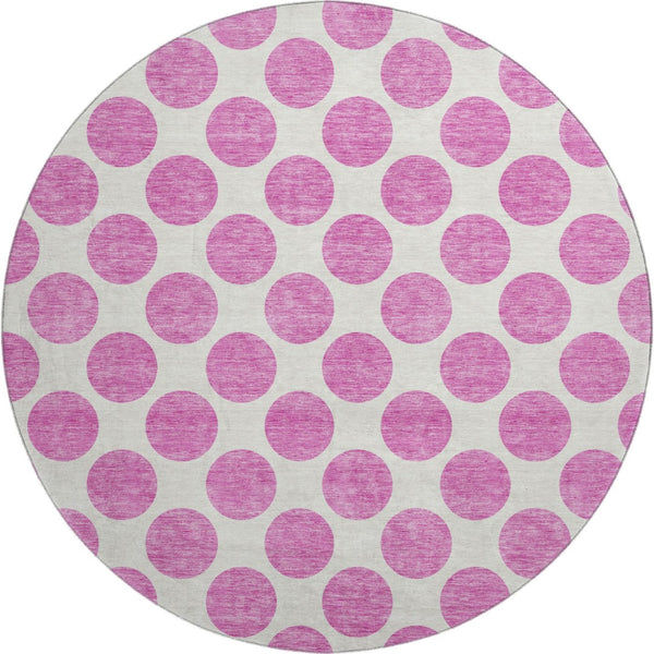 HomeRoots 8' Blush and Ivory Polka Dot Rug - Washable, UV Protected, Durable, Perfect for Family Spaces! 677372