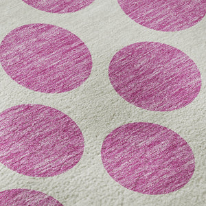 HomeRoots 8' Blush and Ivory Polka Dot Rug - Washable, UV Protected, Durable, Perfect for Family Spaces! 677372