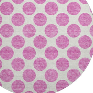HomeRoots 8' Blush and Ivory Polka Dot Rug - Washable, UV Protected, Durable, Perfect for Family Spaces! 677372