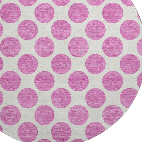 HomeRoots 8' Blush and Ivory Polka Dot Rug - Washable, UV Protected, Durable, Perfect for Family Spaces! 677372
