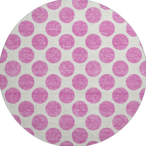 HomeRoots 8' Blush and Ivory Polka Dot Rug - Washable, UV Protected, Durable, Perfect for Family Spaces! 677372