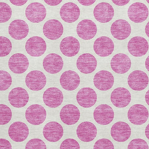 HomeRoots 8' X 10' Blush & Ivory Polka Dot Washable Area Rug - Durable, Soft, UV-Protected for Family Spaces 677373
