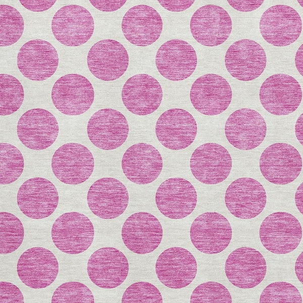 HomeRoots 8' X 10' Blush & Ivory Polka Dot Washable Area Rug - Durable, Soft, UV-Protected for Family Spaces 677373