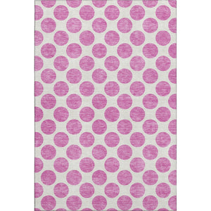 HomeRoots 9' X 12' Blush and Ivory Polka Dot Area Rug – Washable, UV Protected, Stylish & Durable for Any Room 677374