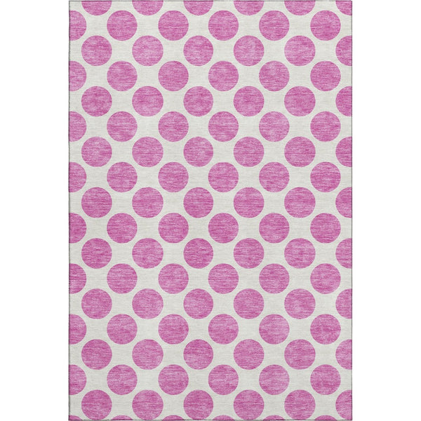 HomeRoots 9' X 12' Blush and Ivory Polka Dot Area Rug – Washable, UV Protected, Stylish & Durable for Any Room 677374