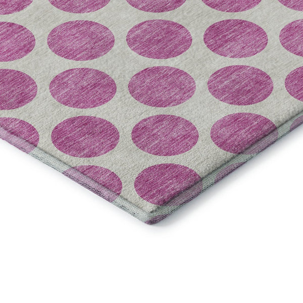HomeRoots 9' X 12' Blush and Ivory Polka Dot Area Rug – Washable, UV Protected, Stylish & Durable for Any Room 677374