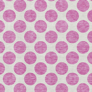 HomeRoots 9' X 12' Blush and Ivory Polka Dot Area Rug – Washable, UV Protected, Stylish & Durable for Any Room 677374