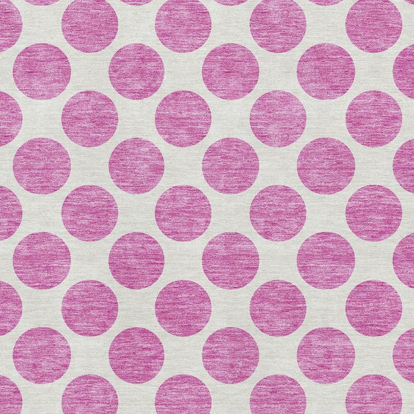 HomeRoots 9' X 12' Blush and Ivory Polka Dot Area Rug – Washable, UV Protected, Stylish & Durable for Any Room 677374