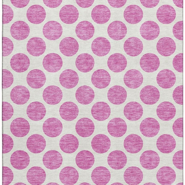 HomeRoots 9' X 12' Blush and Ivory Polka Dot Area Rug – Washable, UV Protected, Stylish & Durable for Any Room 677374