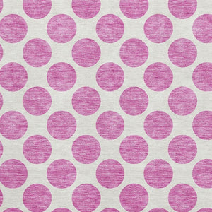 HomeRoots 10' X 14' Blush and Ivory Polka Dot Area Rug - Washable, UV Protected, Perfect for Busy Homes! 677375