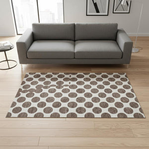 HomeRoots 5' X 8' Brown and Ivory Polka Dot Washable Area Rug - Durable, Stain-Resistant & UV Protected Design 677377