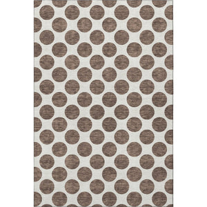 HomeRoots 5' X 8' Brown and Ivory Polka Dot Washable Area Rug - Durable, Stain-Resistant & UV Protected Design 677377