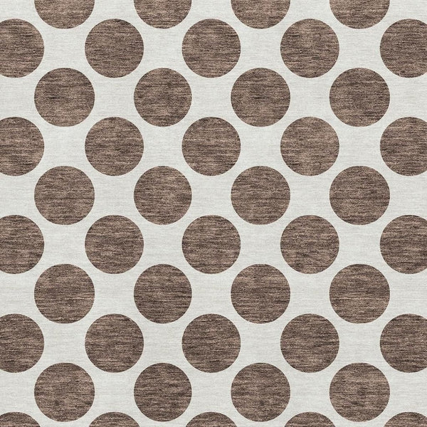 HomeRoots 8' X 10' Brown and Ivory Polka Dot Washable Area Rug - Stylish, UV-Protected, Stain-Resistant Comfort! 677379