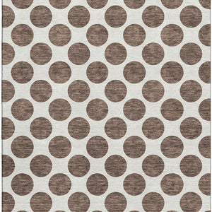 HomeRoots 8' X 10' Brown and Ivory Polka Dot Washable Area Rug - Stylish, UV-Protected, Stain-Resistant Comfort! 677379