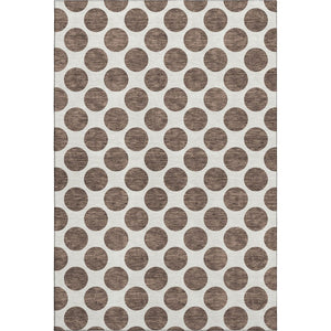 HomeRoots 9' X 12' Brown And Ivory Polka Dot Washable Area Rug - Durable, Stylish, and UV-Protected for Homes 677380