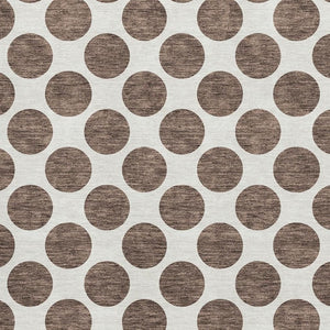 HomeRoots 9' X 12' Brown And Ivory Polka Dot Washable Area Rug - Durable, Stylish, and UV-Protected for Homes 677380