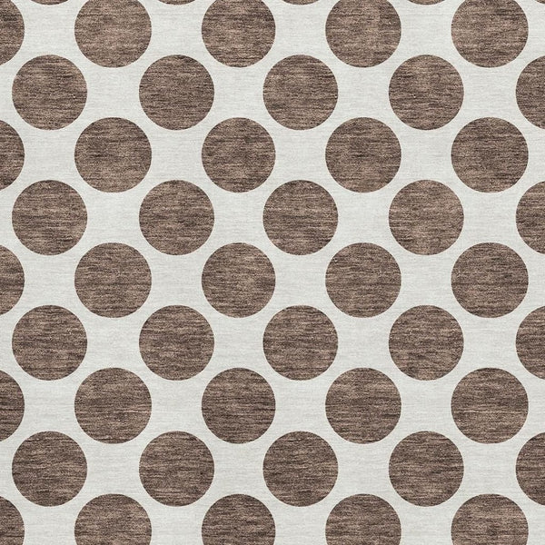 HomeRoots 9' X 12' Brown And Ivory Polka Dot Washable Area Rug - Durable, Stylish, and UV-Protected for Homes 677380