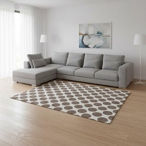 HomeRoots 10' Brown and Ivory Polka Dot Washable Area Rug - Durable, Stain Resistant, UV Protected Design! 677381