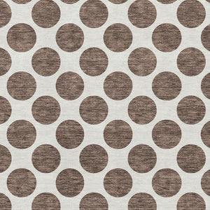 HomeRoots 10' Brown and Ivory Polka Dot Washable Area Rug - Durable, Stain Resistant, UV Protected Design! 677381