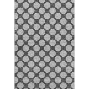 HomeRoots 5' Charcoal and Gray Polka Dot Washable Area Rug - Durable, UV Protected, Ideal for Homes with Kids & Pets 677383