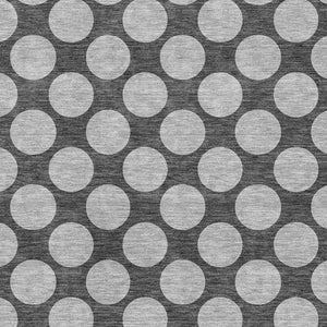 HomeRoots 5' Charcoal and Gray Polka Dot Washable Area Rug - Durable, UV Protected, Ideal for Homes with Kids & Pets 677383