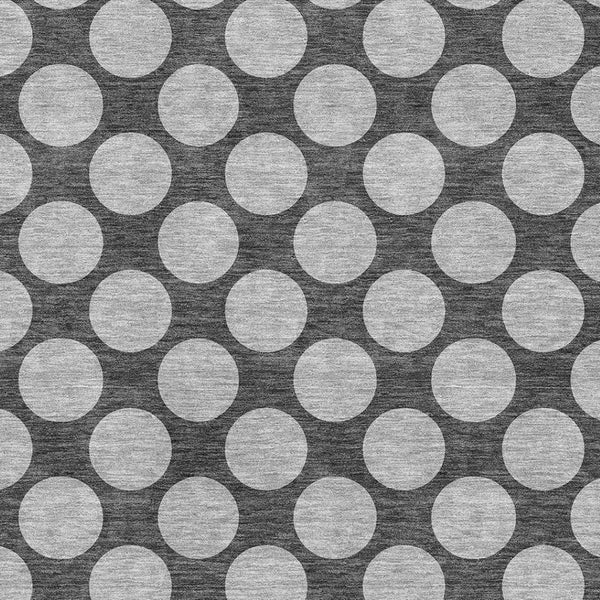 HomeRoots 5' Charcoal and Gray Polka Dot Washable Area Rug - Durable, UV Protected, Ideal for Homes with Kids & Pets 677383