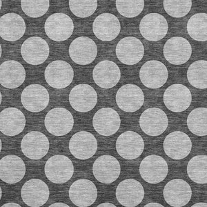 HomeRoots 9' X 12' Charcoal & Gray Polka Dot Washable Area Rug – Durable, Stain-Resistant, UV Protected Design 677386
