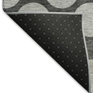 HomeRoots 10' Charcoal & Gray Polka Dot Washable Area Rug - UV Resistant, Durable & Soft for Active Homes 677387