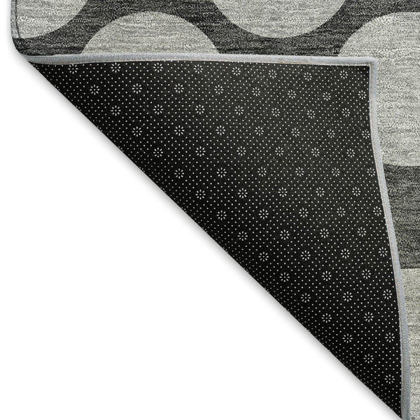 HomeRoots 10' Charcoal & Gray Polka Dot Washable Area Rug - UV Resistant, Durable & Soft for Active Homes 677387