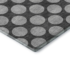 HomeRoots 10' Charcoal & Gray Polka Dot Washable Area Rug - UV Resistant, Durable & Soft for Active Homes 677387