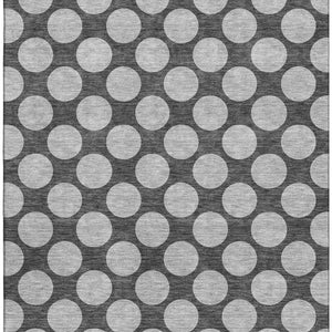 HomeRoots 10' Charcoal & Gray Polka Dot Washable Area Rug - UV Resistant, Durable & Soft for Active Homes 677387