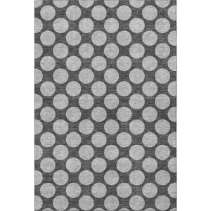 HomeRoots 10' Charcoal & Gray Polka Dot Washable Area Rug - UV Resistant, Durable & Soft for Active Homes 677387