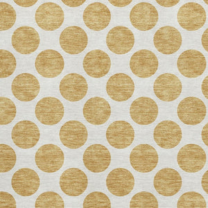 HomeRoots 5' X 8' Gold and Ivory Polka Dot Area Rug - Washable, UV Protected, Stain Resistant for Any Space 677389