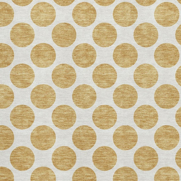 HomeRoots 5' X 8' Gold and Ivory Polka Dot Area Rug - Washable, UV Protected, Stain Resistant for Any Space 677389