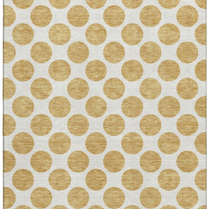 HomeRoots 5' X 8' Gold and Ivory Polka Dot Area Rug - Washable, UV Protected, Stain Resistant for Any Space 677389