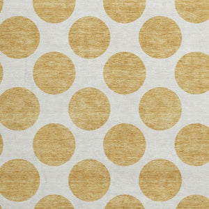 HomeRoots 8' Gold and Ivory Polka Dot Washable Round Rug - Durable, UV-Protected, Easy-Care Floor Covering! 677390