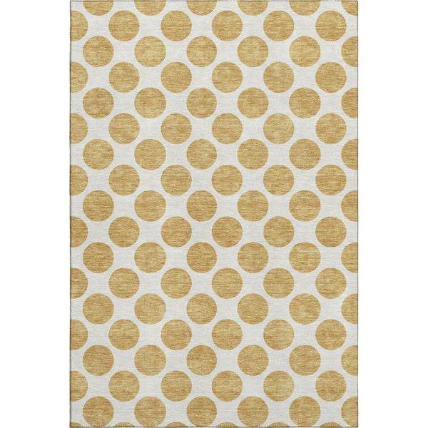 HomeRoots 8' X 10' Gold and Ivory Polka Dot Area Rug - Machine Washable, UV Protected, Durable & Stylish! 677391