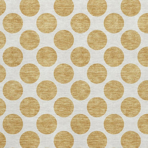 HomeRoots 8' X 10' Gold and Ivory Polka Dot Area Rug - Machine Washable, UV Protected, Durable & Stylish! 677391