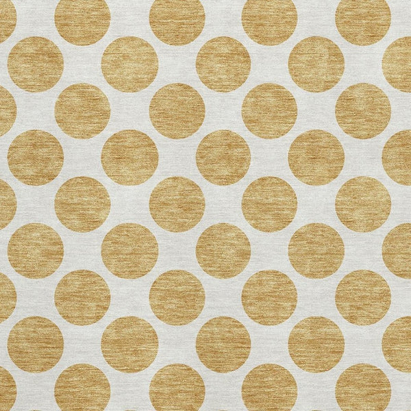 HomeRoots 8' X 10' Gold and Ivory Polka Dot Area Rug - Machine Washable, UV Protected, Durable & Stylish! 677391