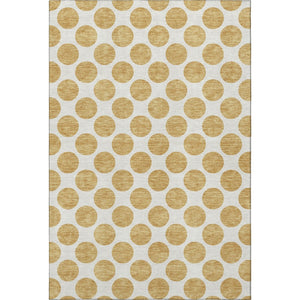 HomeRoots 10' X 14' Gold and Ivory Polka Dot Area Rug - Washable, Durable, UV Protected for Modern Spaces 677393