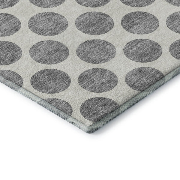 HomeRoots 5' X 8' Gray and Ivory Polka Dot Washable Area Rug - Soft, Durable, UV-Protected for Homes & Patios 677395
